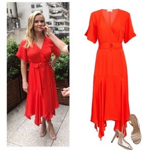 A.L.C red-orange silk wrap dress